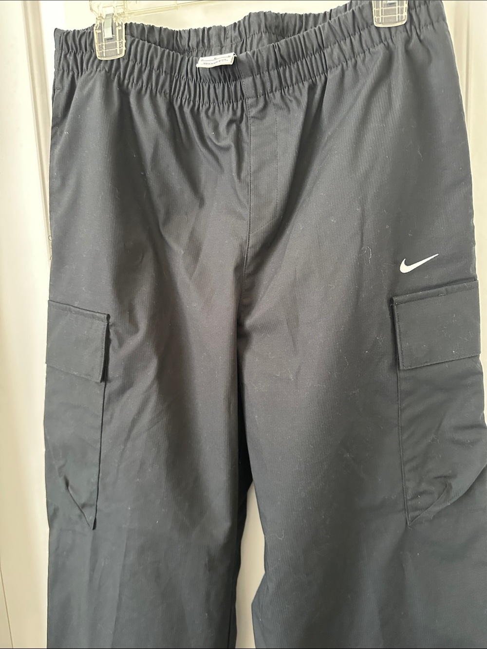 Nike Black Cargo Track Pants with White Swoosh - Picture 3 of 5